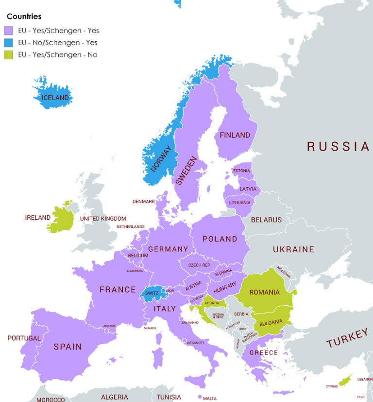 Map Schengen Area