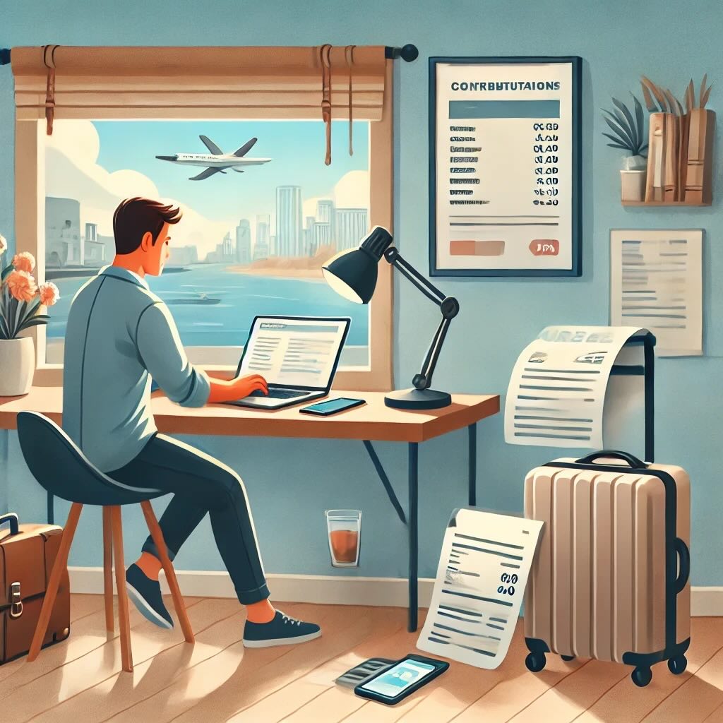 Digital nomad working and paying bills