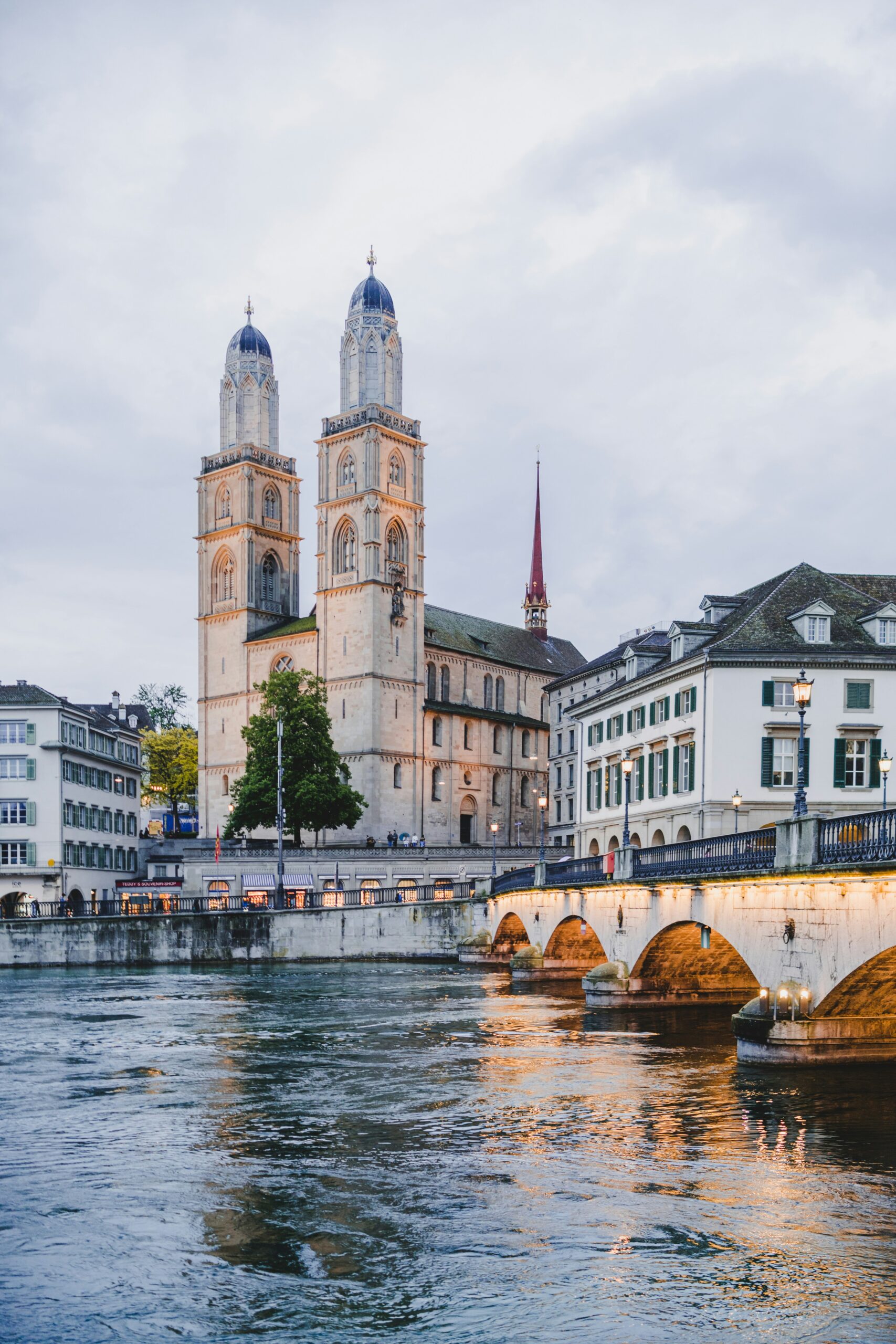 River running through a Swiss city