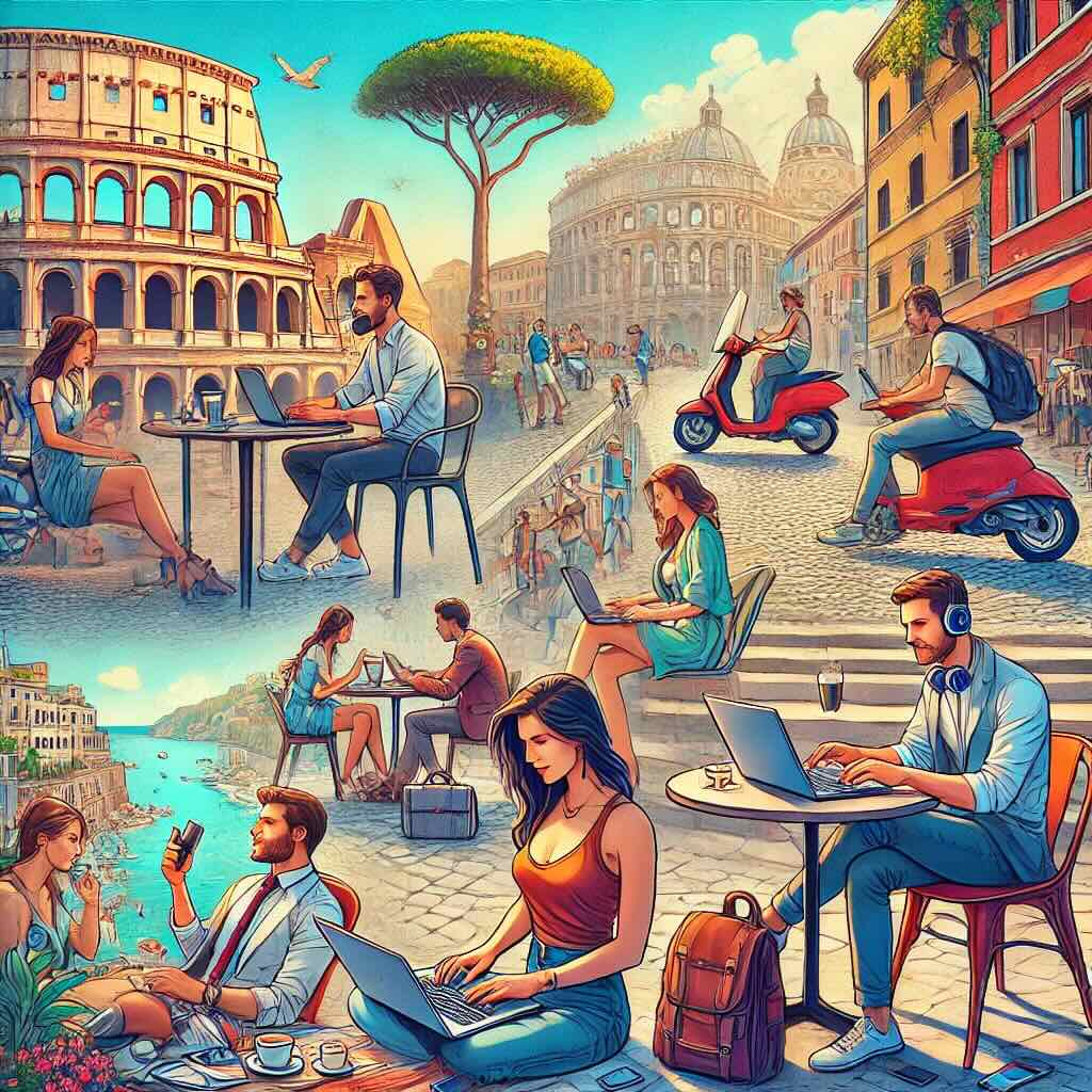 Digital nomads working in Italy
