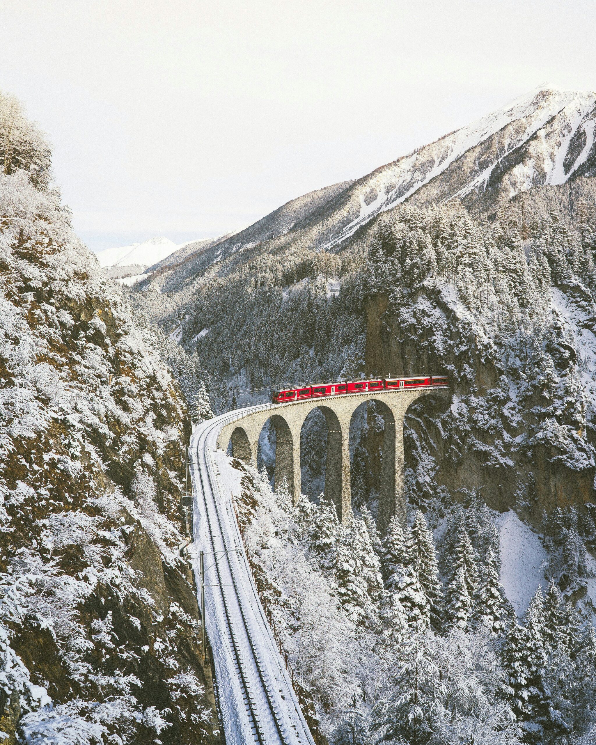 Train in Swiss mountains